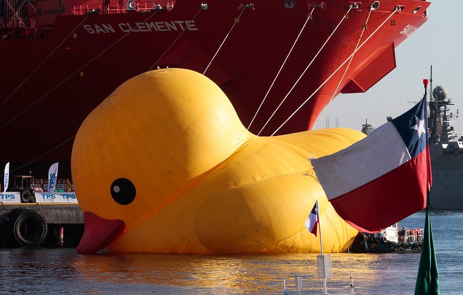 24HorasTVN's tweet photo. Ahora en Valparaíso: Pato de hule gigante amanece desinflado tras nuevo "problema" → https://t.co/mW7NTTFOiZ https://t.co/06owNDPfBD