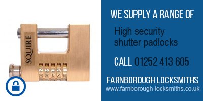 We supply a range of high security shutter padlocks. Call 01252 413 605 or visit farnborough-locksmiths.co.uk #Locksmith #Security