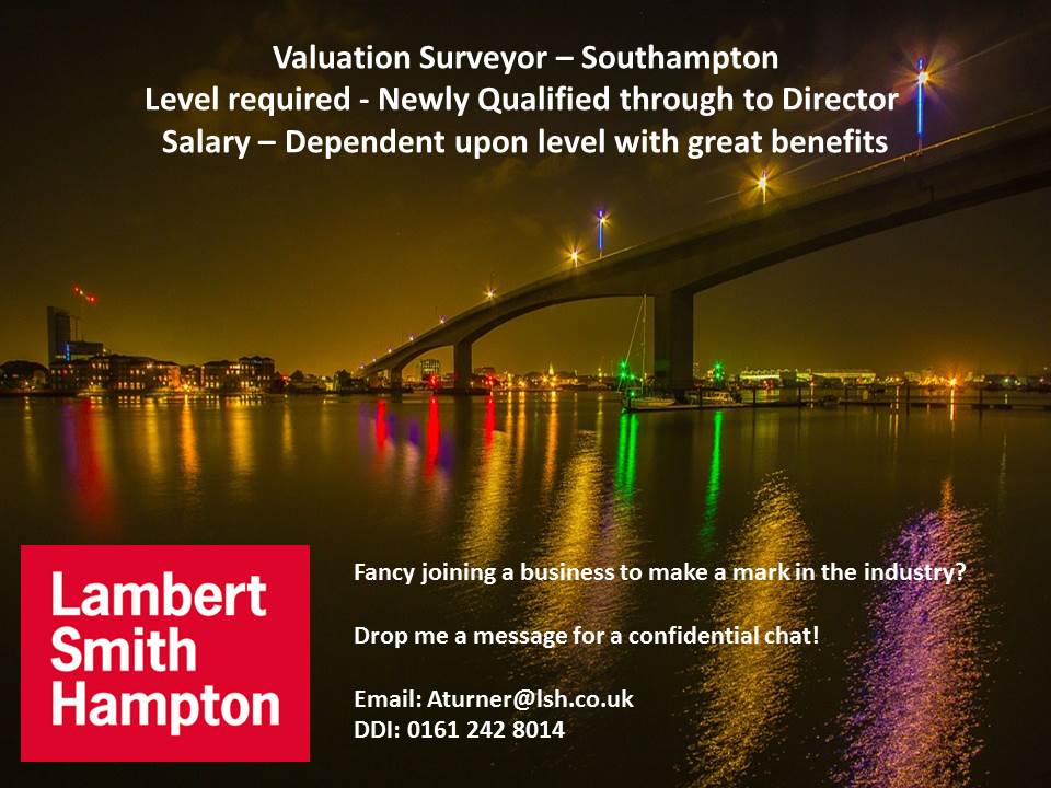 LSHCareers's tweet photo. LSH Vacancy! 

Job Title: Valuation Surveyor

Level required: Newly Qualified Surveyor through to Director

Location: Southampton https://t.co/5Q5JgiFyiU