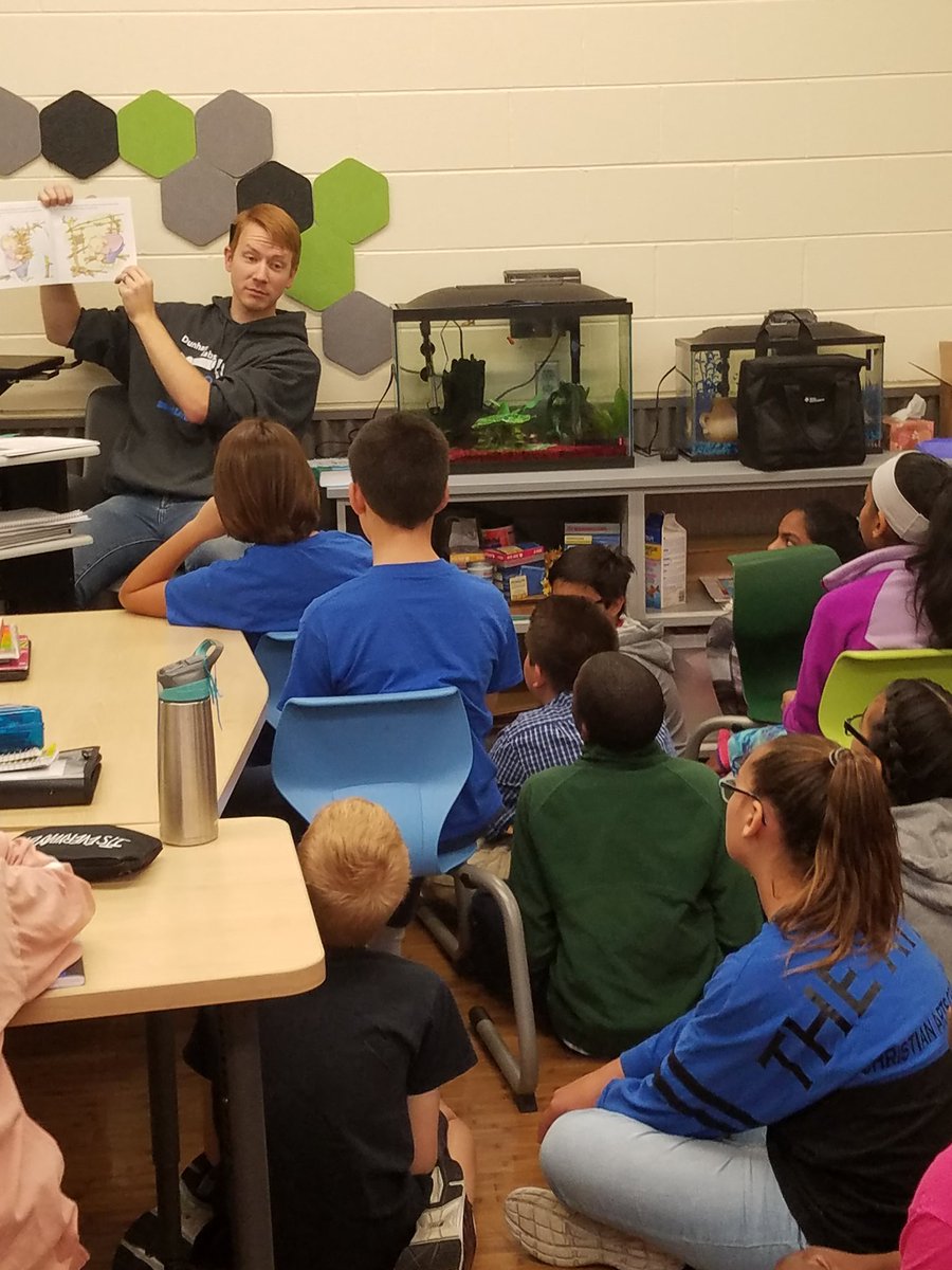 Thinking_Kap1's tweet photo. @mathematuchs doing #storytime with the 6th graders to prepare for @jcdsps @Day_of_Design  #engineering challenge! #dunhamSTEM #dayofdesign https://t.co/pFmReyADpc