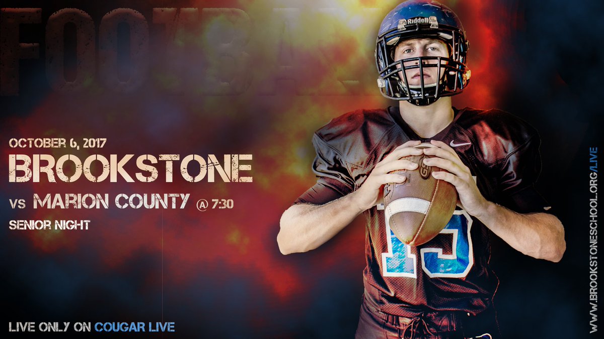 BHS v Marion Co LIVE tonight! brookstoneschool.org/live Senior Night! Game starts at 7:30! #gocougs #highschoolfootball #GHSA #BetheOne
