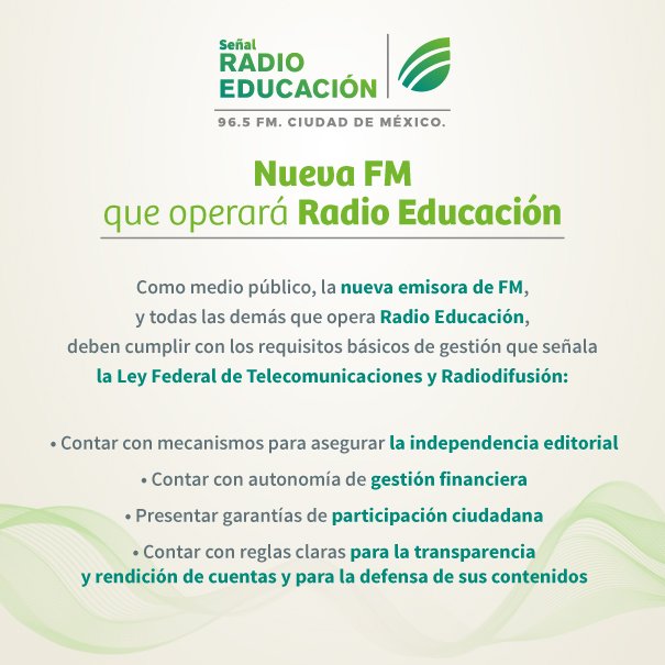 RadioEducacion's tweet photo. Ya sabes, ¿verdad?
Radio Educación operará una frecuencia de FM en la Ciudad de México. https://t.co/4DTuSr65Kt