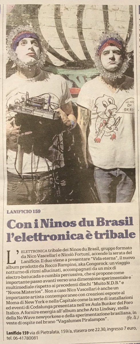 Goodfellas_it's tweet image. #Stasera @ninosdubrasil #live @Lanificio #Roma159.
Info @Spring_Attitude 
@tempestadischi