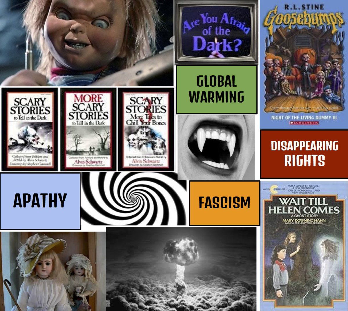 TheConnieHowe's tweet photo. Here is a collage of things that scare me. Do you feel the same? If so, #nextlevelanxiety is for you. https://t.co/kDaI80nGyX … #October https://t.co/WaSfcO5DOW