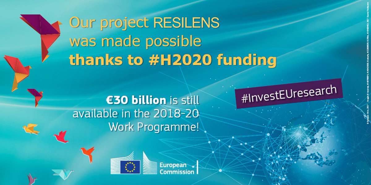 Our project <a href="/resilens_eu/">RESILENS EU Project</a> was made possible thanks to #H2020 #InvestEUresearch!