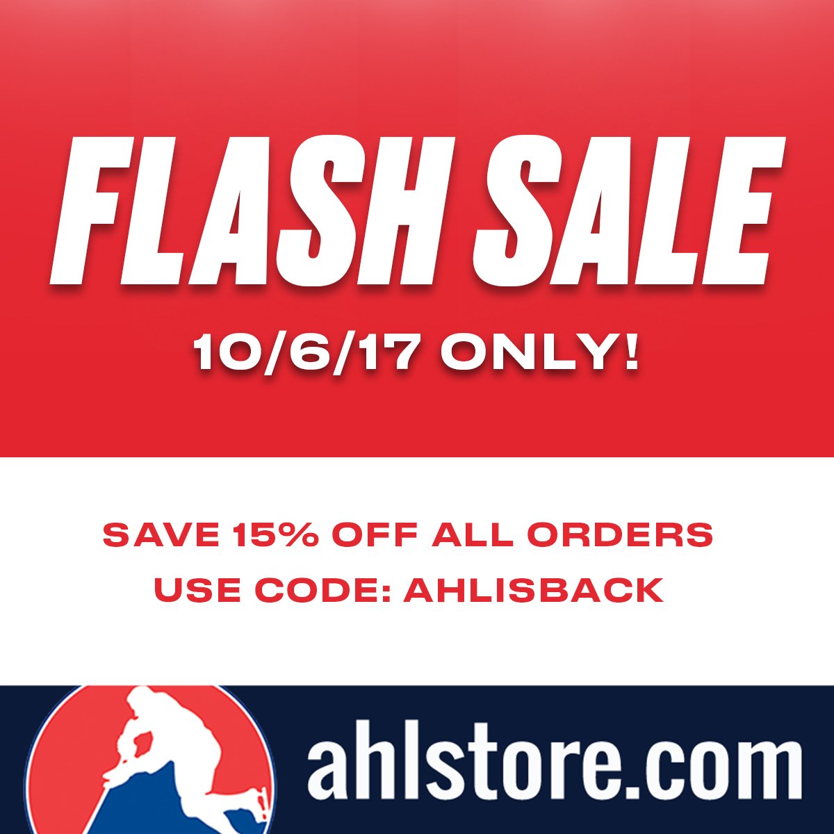 ahlstore's tweet photo. The #AHL season begins tonight.  Save 15% off all orders today only at https://t.co/huqT4dwKnE. https://t.co/g6cFOYFIz7