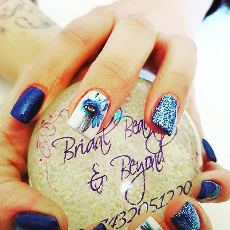 Eye 💙 this print by Natalie at #BridalBeautyAndBeyond in Nottingham on their <a href="/ArtProNailUK/">ART PRO NAIL UK</a> V11 NANO #NailPrinter! 👁💅👀 x