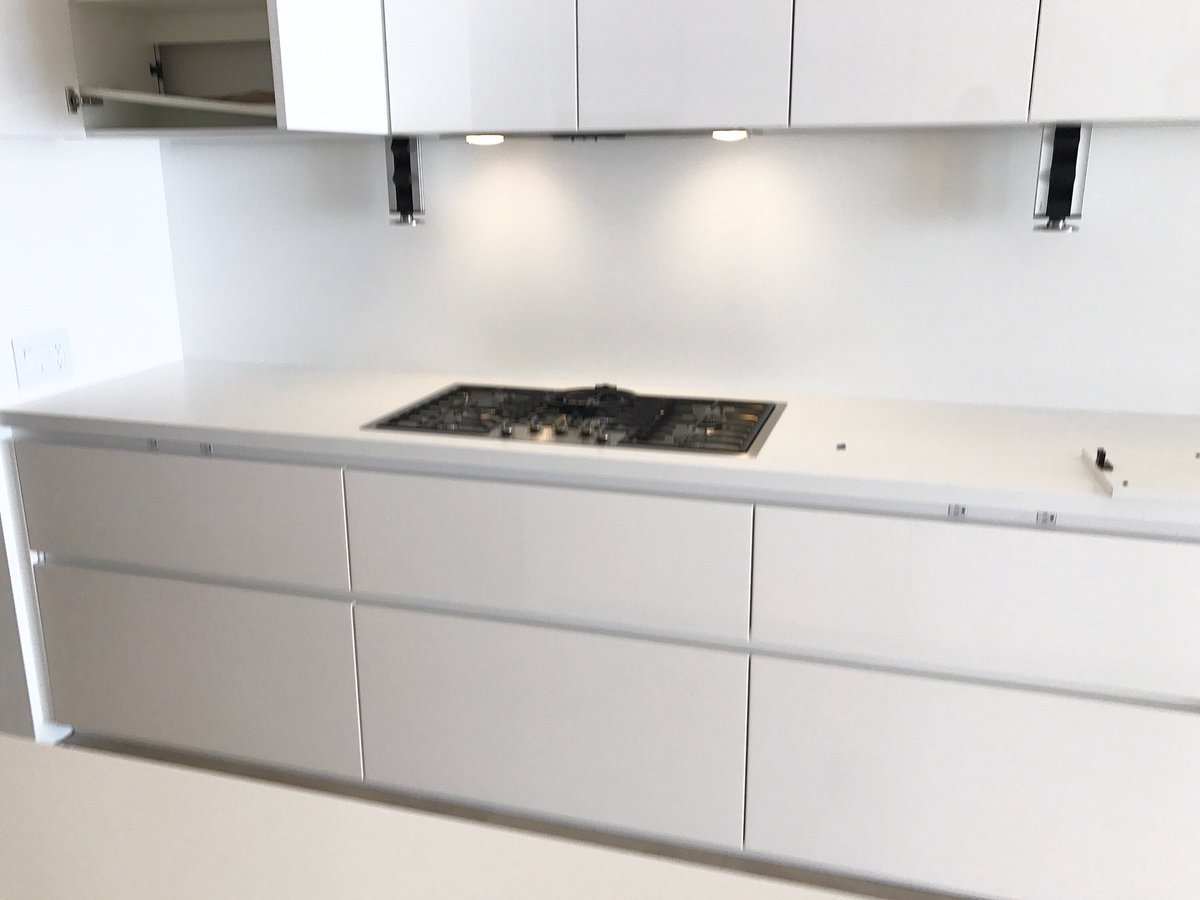 NewmanConstruct's tweet photo. Gearing up for the weekend as we finish this sleek kitchen build out 🙌🏼 || #jobsite #kitchendesign #miami #gc #tgif https://t.co/j5UfwZPGK8