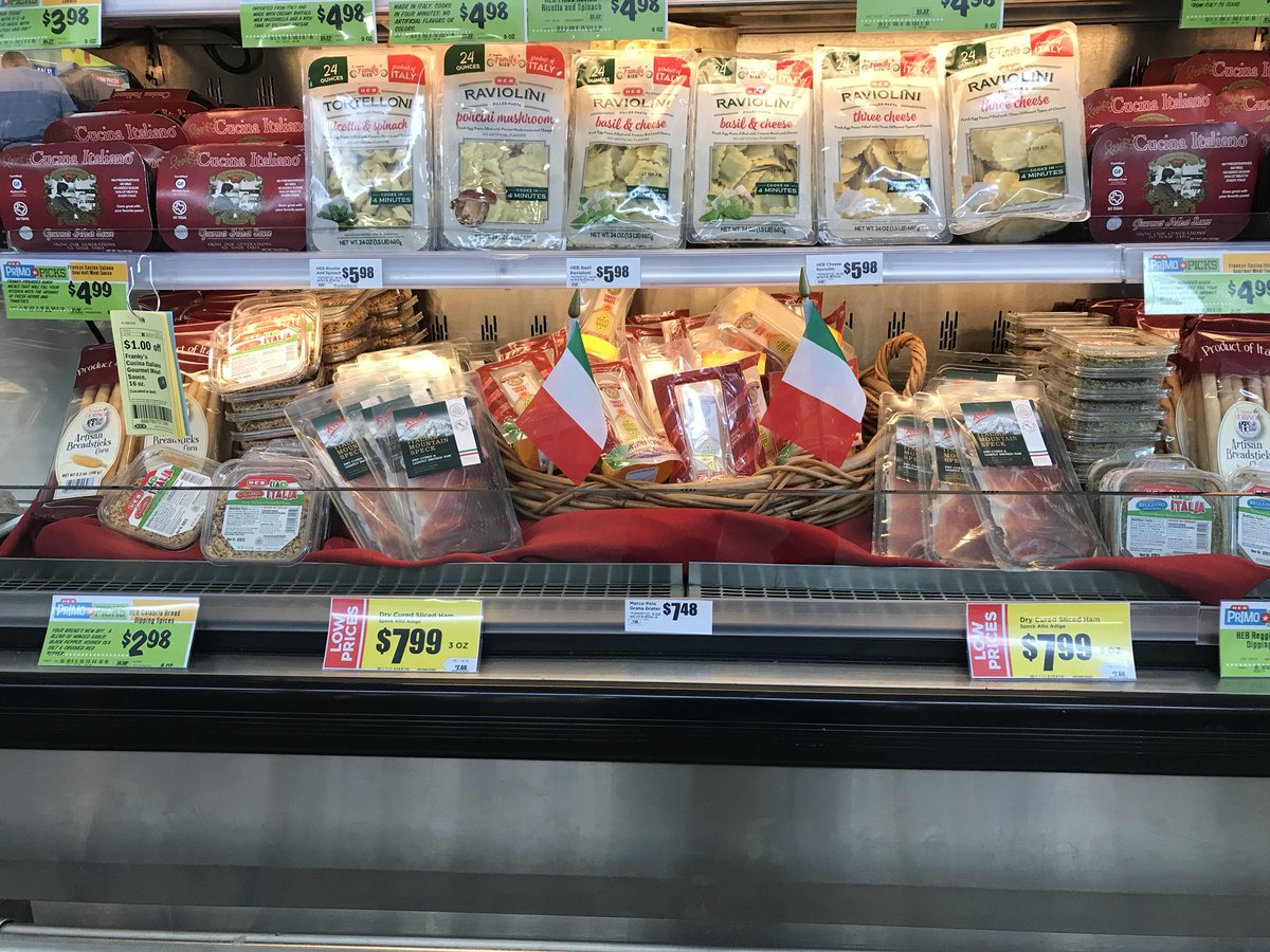JuicewiththeJ's tweet photo. It’s Italy time!! here at HEB come in and try our delicious pastas and our Dry-Cured Lightly Smoked Ham all the way from Italy! #HEB #Deli https://t.co/in13zHYVm3