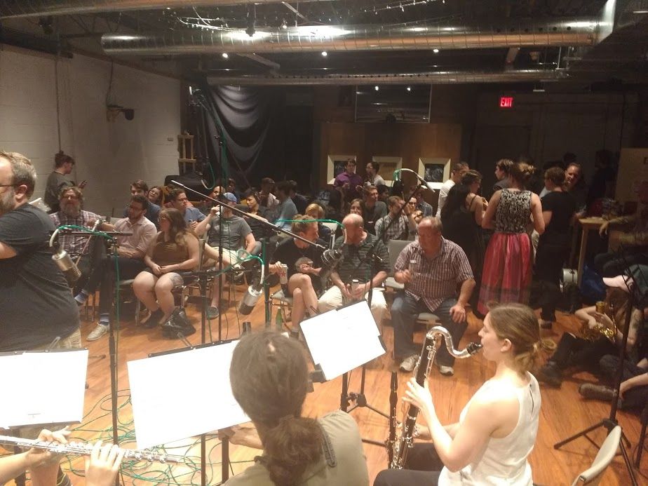 TCMLworkshop's tweet photo. Participants, volunteers, and friends fill @ArrayTO for #TCML2017 open recording sessions https://t.co/QJEVVKJbNQ