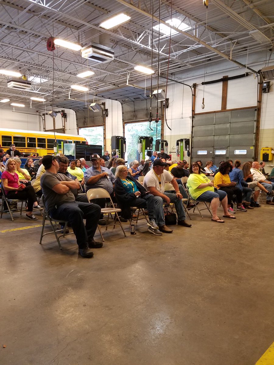 ACFRFM11's tweet photo. School transportation monthly safety meeting. @AlbemarleFire teaching AED and fire extinguishers. https://t.co/TyPB5dVfJ7