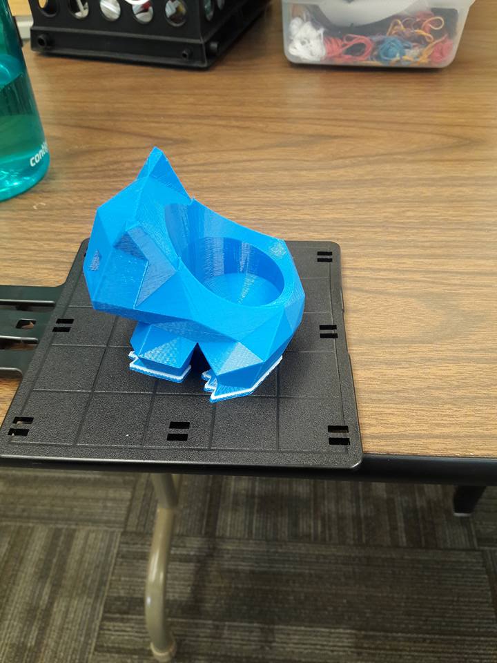 DC3STEMprogram's tweet image. Got a chance to use the 3D printer in the LRC last night at our meeting! So cool! The finished product: a Bulbasaur that holds a plant! 🐊