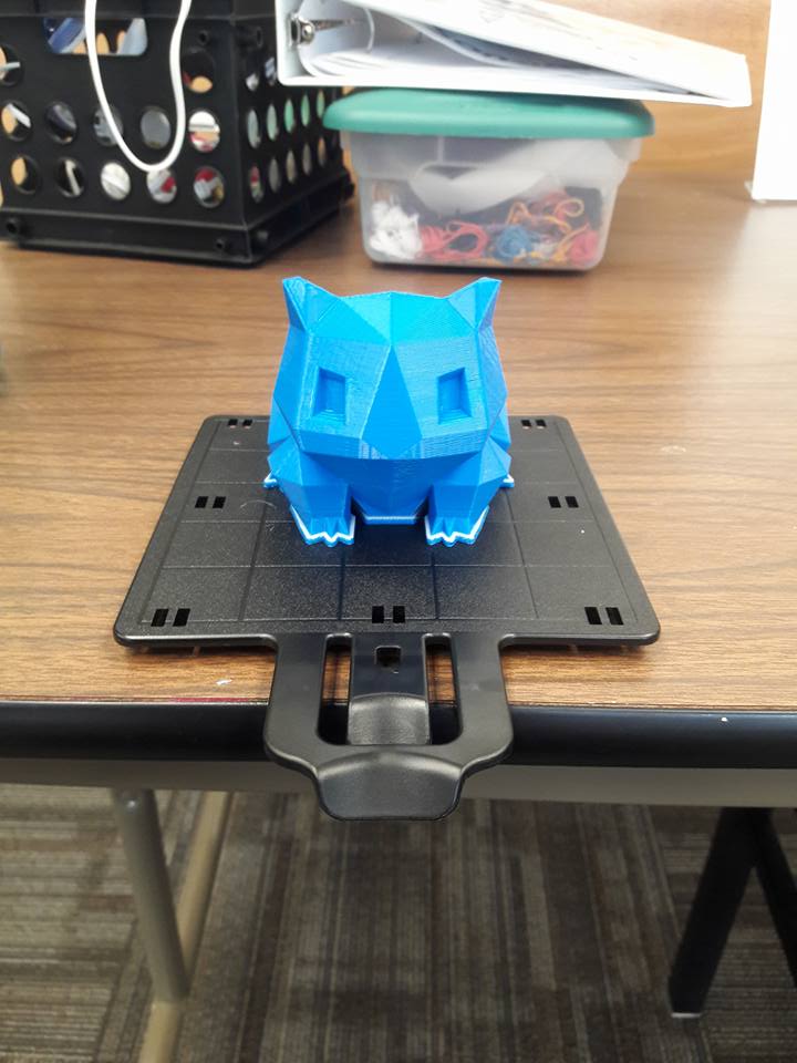 DC3STEMprogram's tweet image. Got a chance to use the 3D printer in the LRC last night at our meeting! So cool! The finished product: a Bulbasaur that holds a plant! 🐊