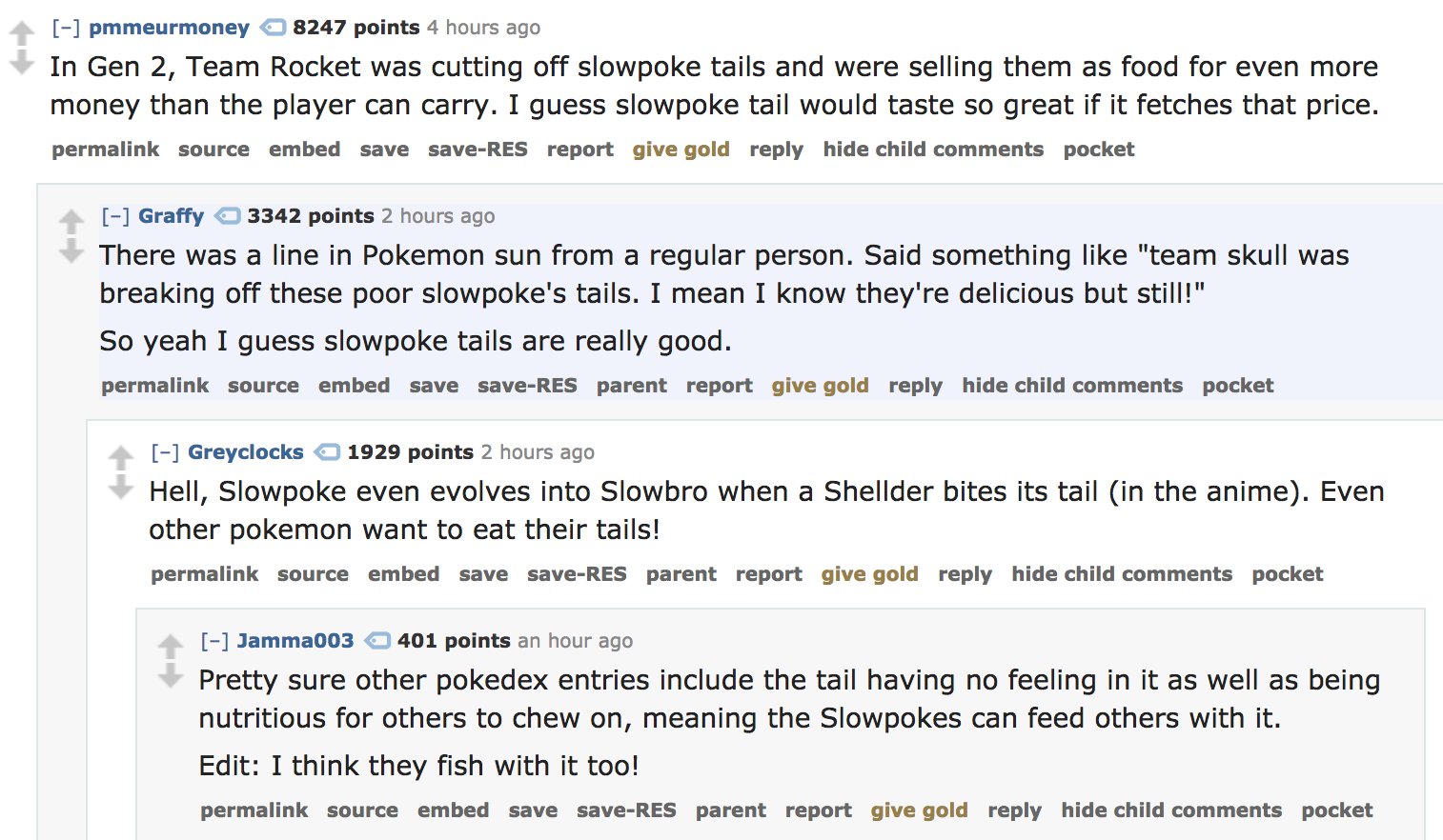 juan on X: reddit just figured out that the best-tasting pokemon would be  slowpoke's tail  / X