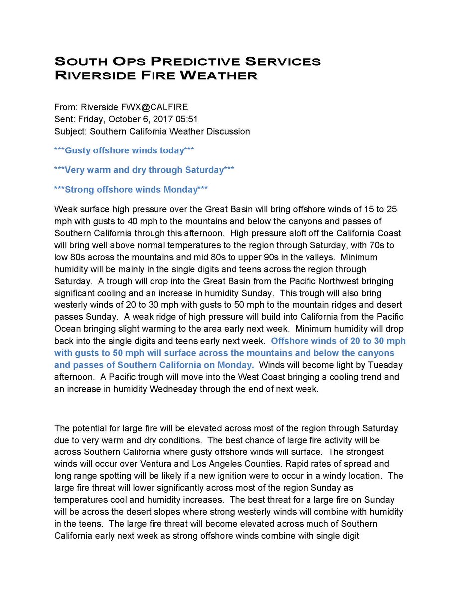 JhawkFire's tweet photo. #FireWeatherUpdate :: #SoCal #SantaAnaWinds PleaseRead. Make #SoOpsPredServ #FireWeather #FireFuels #FireBehavior UrGo2Info @firewxmusic https://t.co/dbRccueRba
