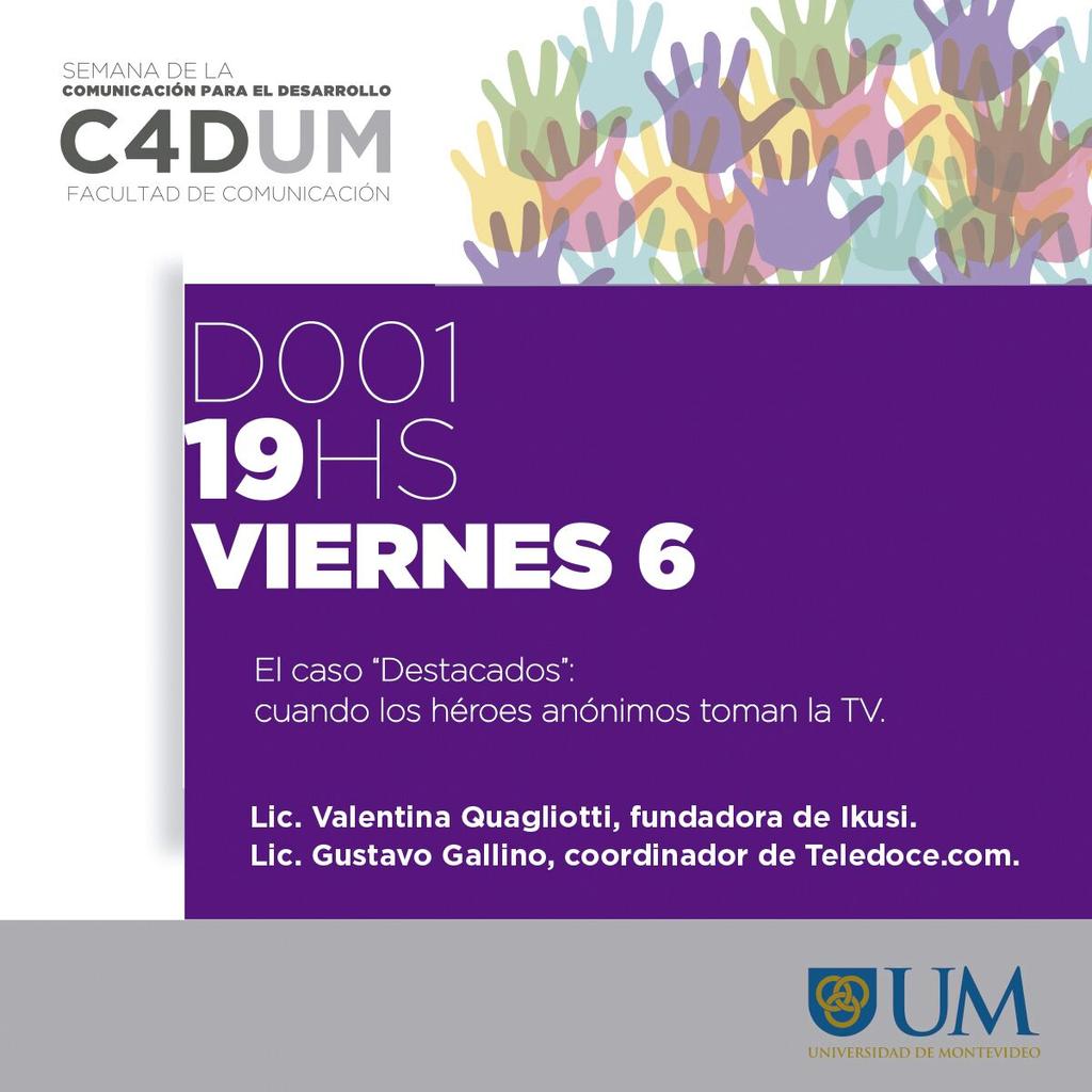 Cerramos la V #SemanaC4D con <a href="/DestacadosUY/">Premio Destacados</a> de la mano de los <a href="/Alumni_UM/">Alumni UM</a> <a href="/valecu/">Valentina Quagliotti</a> (<a href="/_ikusi/">ikusi</a>)  y @gupegafo (<a href="/teledoce/">𝗧𝗲𝗹𝗲𝗱𝗼𝗰𝗲 📺</a>)