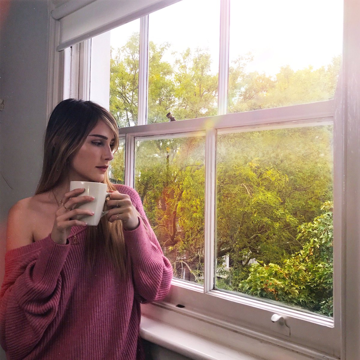 HelloImLana's tweet photo. Sipping on some English Breakfast while staring out the window, wondering what the heck those birds were doing down there 🤔 https://t.co/Xg3OGhXSpr