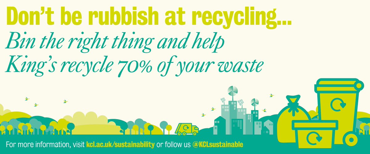KCLSustainable's tweet photo. Not sure what you can recycle at King's? Go to https://t.co/C1VE1pVAzB for all recycling guidance #recycling #waste #welcome2kings https://t.co/9DXx9oSYf0