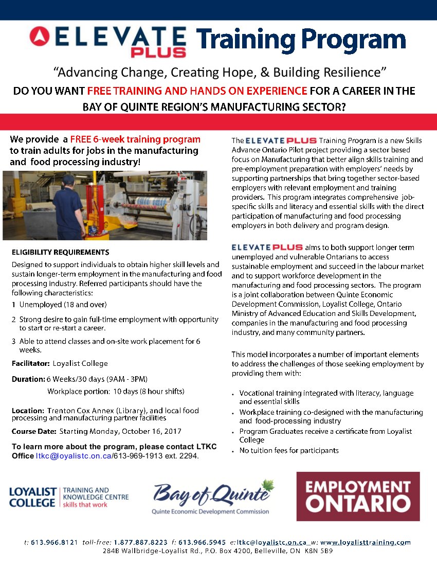 Looking for employment in Quinte West? Check this out! loyalisttraining.com