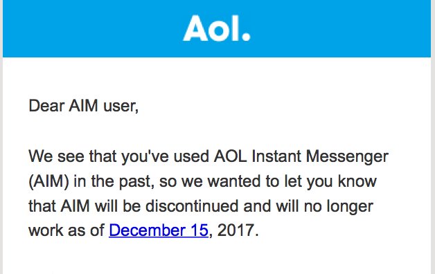 mfant's tweet photo. End of an era. #aolim #aol https://t.co/KUlGET5uL0