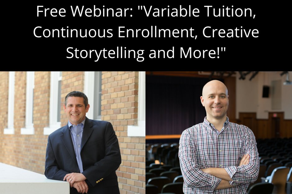 RickNewberry's tweet photo. Webinar on #VariableTuition, #ContinousEnrollment &amp; #Storytelling on 10/19 at 2pm ET with @Rudigesch &amp; @RickNewberry https://t.co/hMoeQ3tz9D https://t.co/KjyHdhPwcG