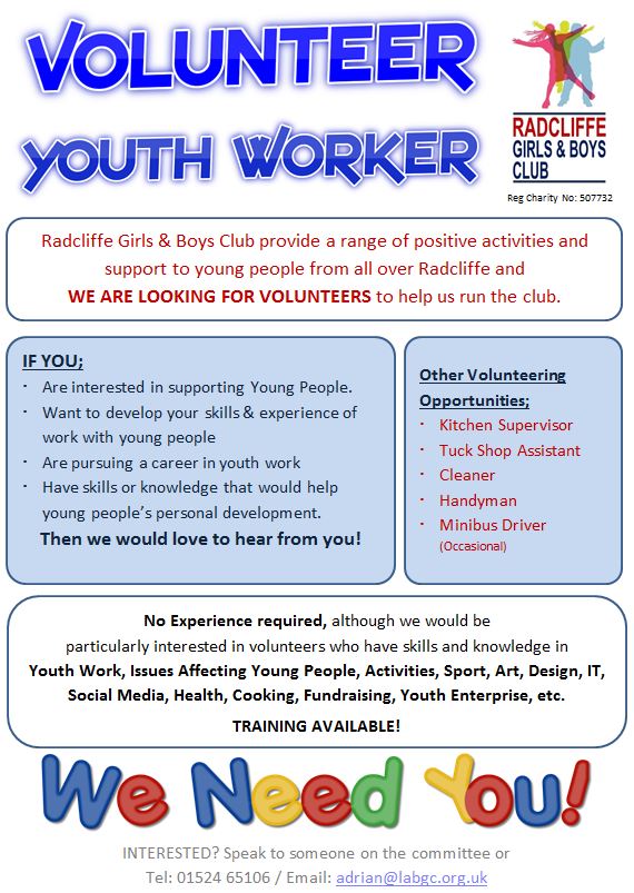 Radcliffe Girls &amp; Boys Club are seeking support from the local community and businesses to continue to support the needs of young people