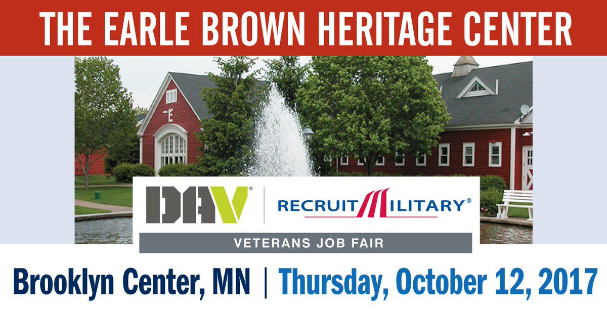 TheChrisCravens's tweet photo. DAV @RecruitMilitary #Minneapolis #Veterans Job Fair on October 12th at  The Earle Brown Heritage Center - https://t.co/QLrHHdJecB https://t.co/nnhCgSIQNB