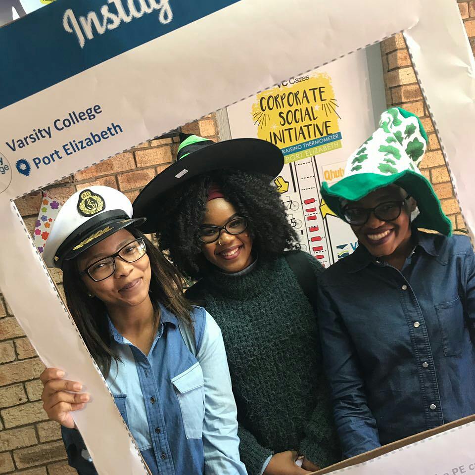 Varsity_College's tweet photo. VC PE celebrated National Mad Hatter Day on campus today, a bit of fun before class to take us into the weekend! #VCPE #VCSLB #VCCares https://t.co/3l9Oek2cnr