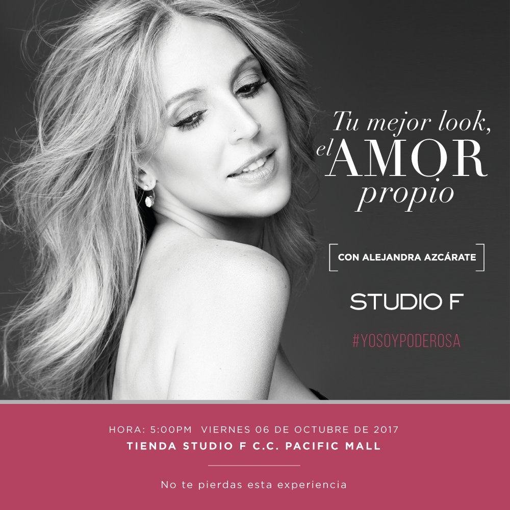 studiofcolombia's tweet photo. HOY prográmate y asiste a nuestro conversatorio de imagen y amor propio con @LAAZCARATE , en la tienda #StudioF del C.C. @PacificMallCali en #Cali ¡Te esperamos! #YoSoyPoderosa #EmbajadorasStudioF RT@LAAZCARATE https://t.co/IiLTWV8LqO