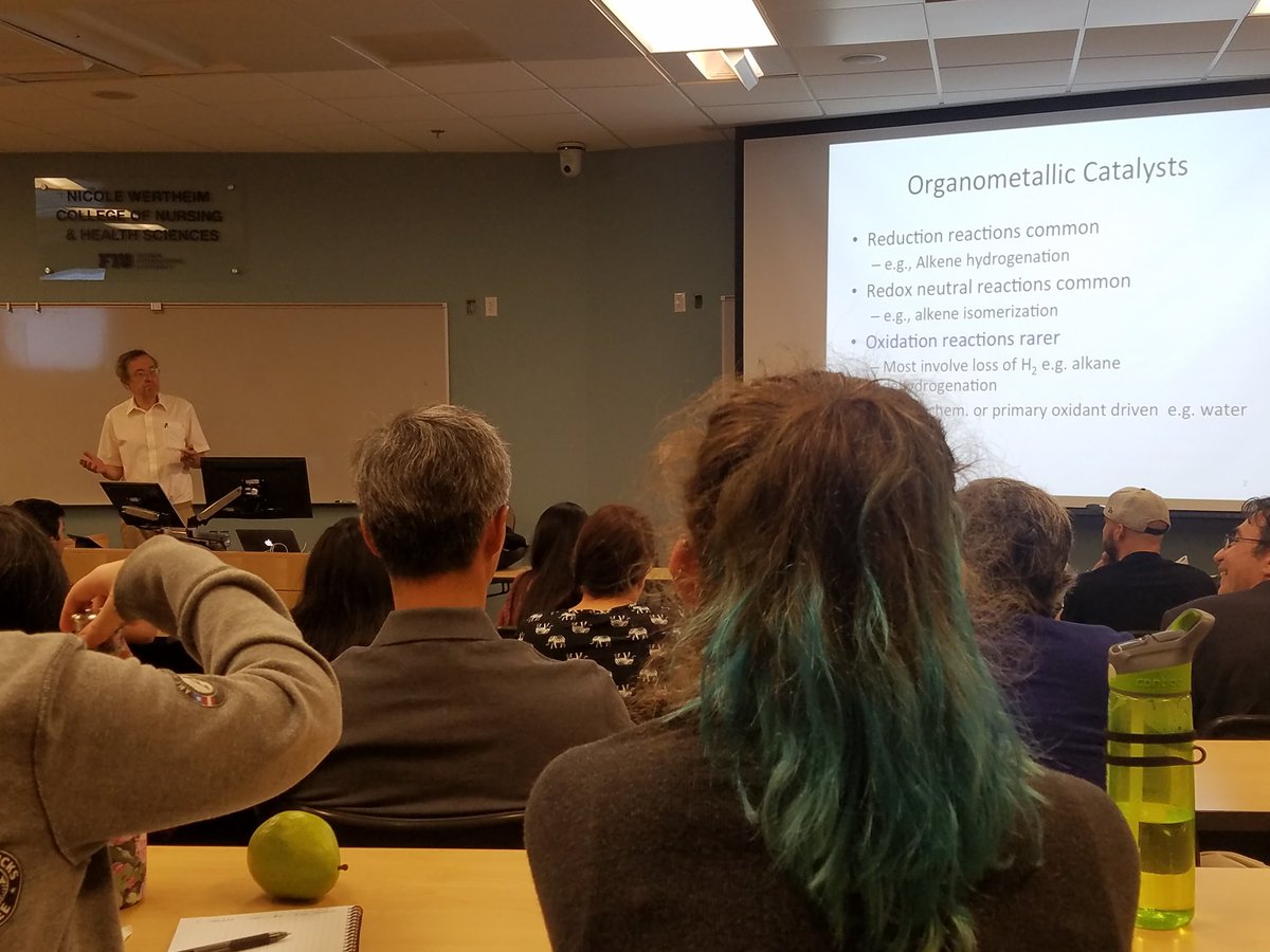 Exciting chemistry seminar today <a href="/FIU/">FIU</a>, being delivered by Bob Crabtree.   #catalysis.