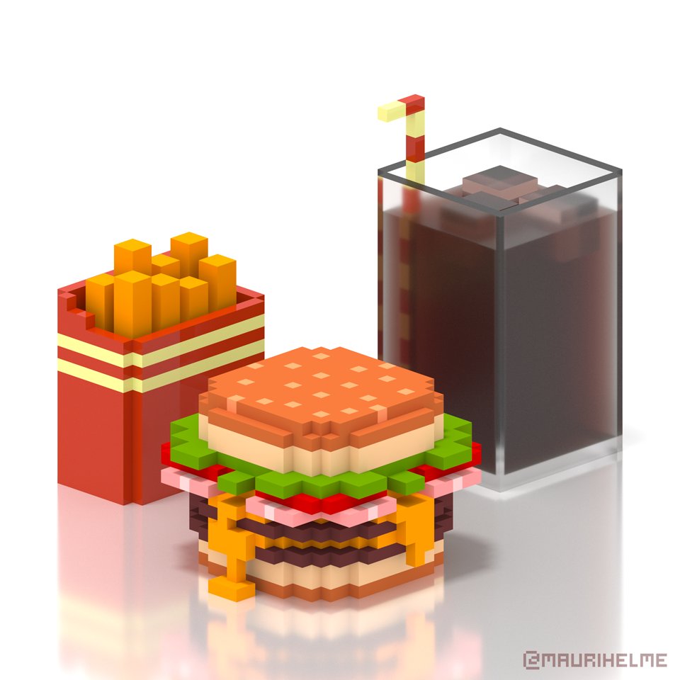 maurihelme's tweet photo. Burger time! #voxelart #magicavoxel #voxels https://t.co/BOSJSAzGbl
