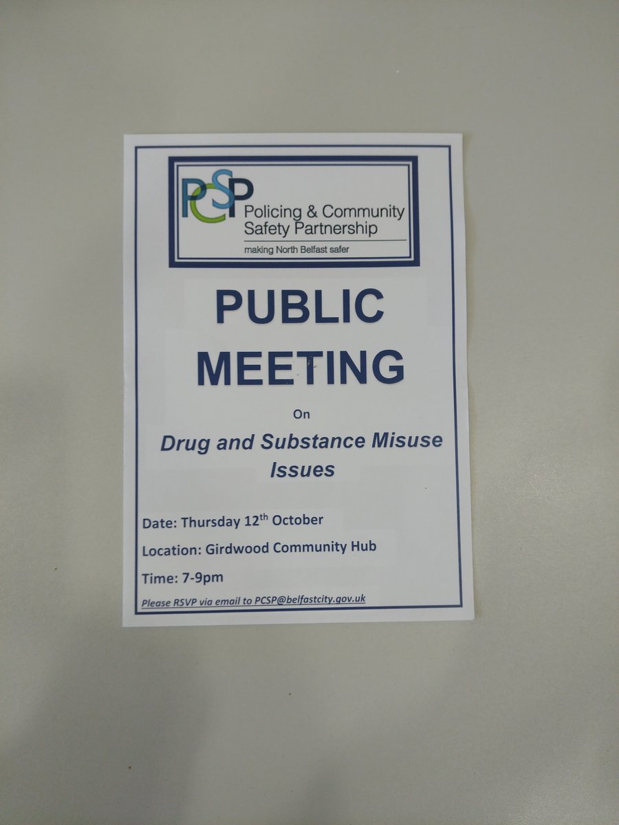 GroveHousing's tweet photo. All Welcome to attend Public Meeting on Drug &amp; Substance Misuse Issues @PCSP_S @belfastcc @PSNIBelfastN #DrugAwareness https://t.co/2IqTDlnZcp