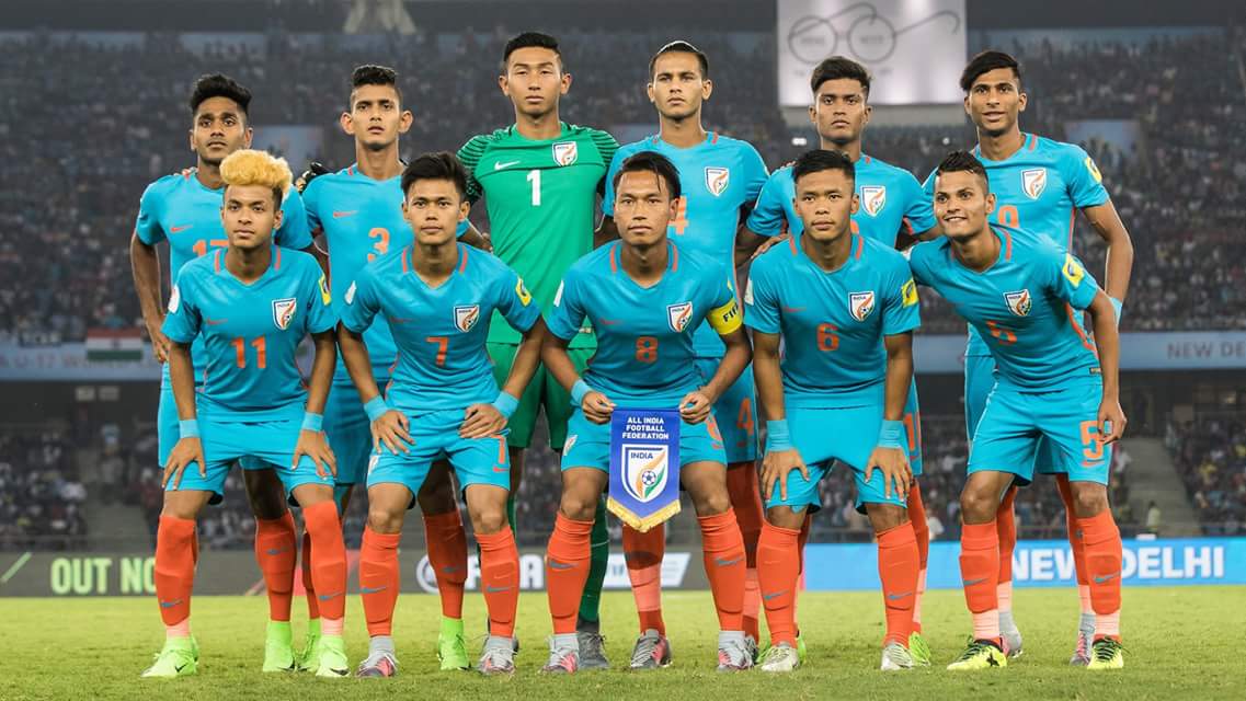 IndianFootball's tweet photo. History makers. #BackTheBlue #FIFAU17WC #INDVUSA https://t.co/RV9XnIZejw
