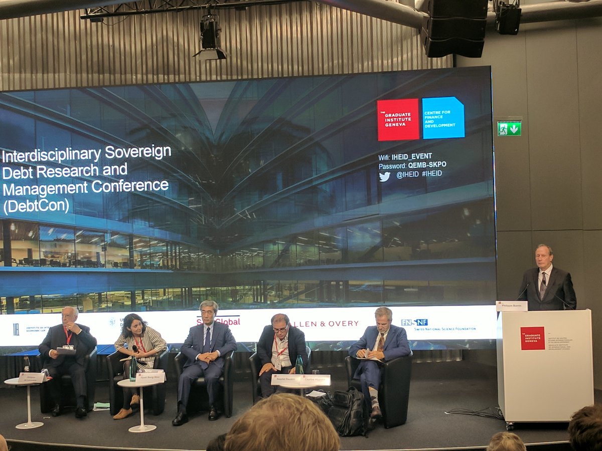 AGelpern's tweet photo. Star-studded concluding panel #DebtCon2 #debtcon @SoumayaKeynes @HyunSongShin Thanks to @IHEID @GtownLawIIEL @GeorgetownLaw @upanizza https://t.co/g3EY35DHOi