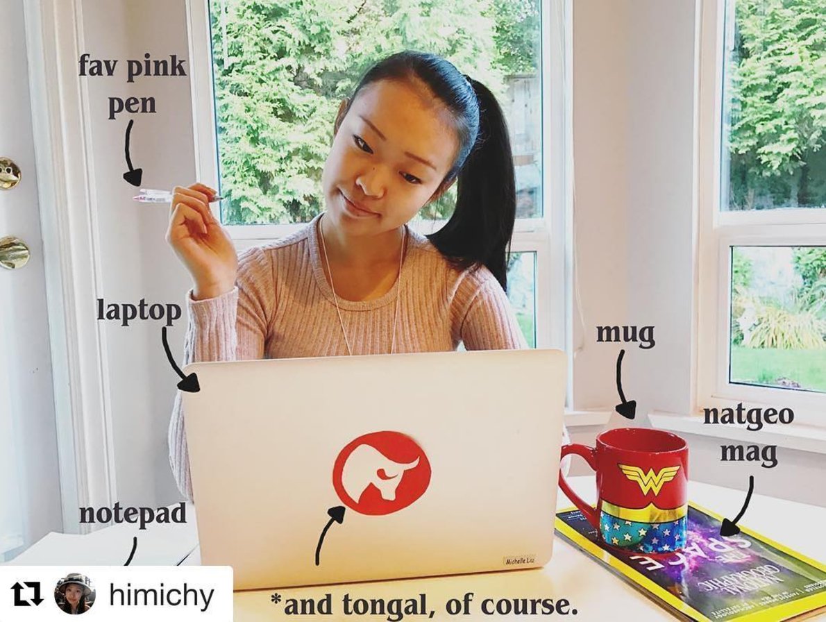 tongal's tweet photo. Here's how Michelle gets ready to Tongal, how about you? Show us with #CreativitySetFree for the chance to win some Tongal swag! https://t.co/bw0bxf951B