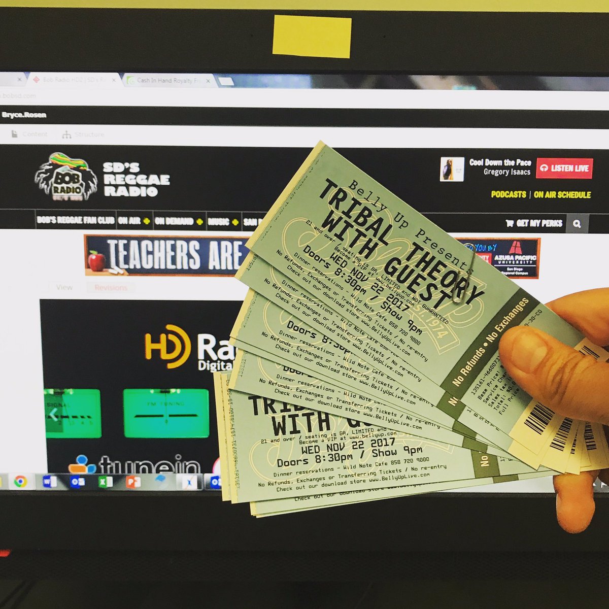 BobRadioSoCal's tweet photo. Want tix to @tribaltheory at @BellyUpMusic?
Tune in at 4:20> get  the secret code then text it to 61749!
https://t.co/sV2OrfkM4w /94.9 HD2 https://t.co/3uP6hj9xQc
