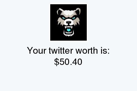 CyfixFX's tweet image. My Twitter worth is: $50.40

Find yours with tinyurl.com/mytwitterworth

.