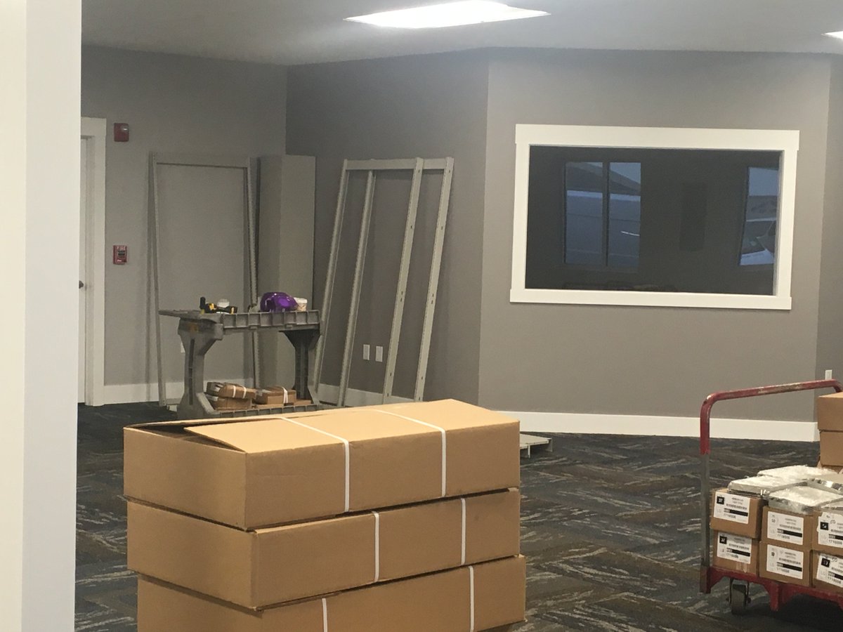 SCLSIA's tweet image. The shelving is going up at the new Walcott Branch! #Buildingyouabetterlibrary