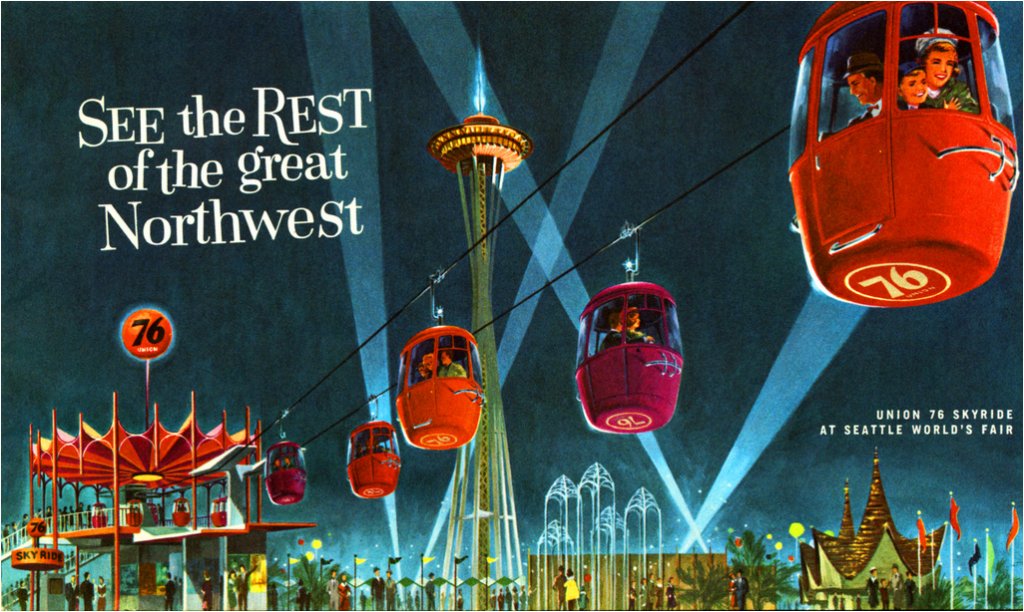 76's tweet photo. #tbt to when we made a road for sky drivers during the 1962 Seattle World’s Fair. Apparently we liked to rhyme back then. #DriverSide https://t.co/0LKST8oN7a