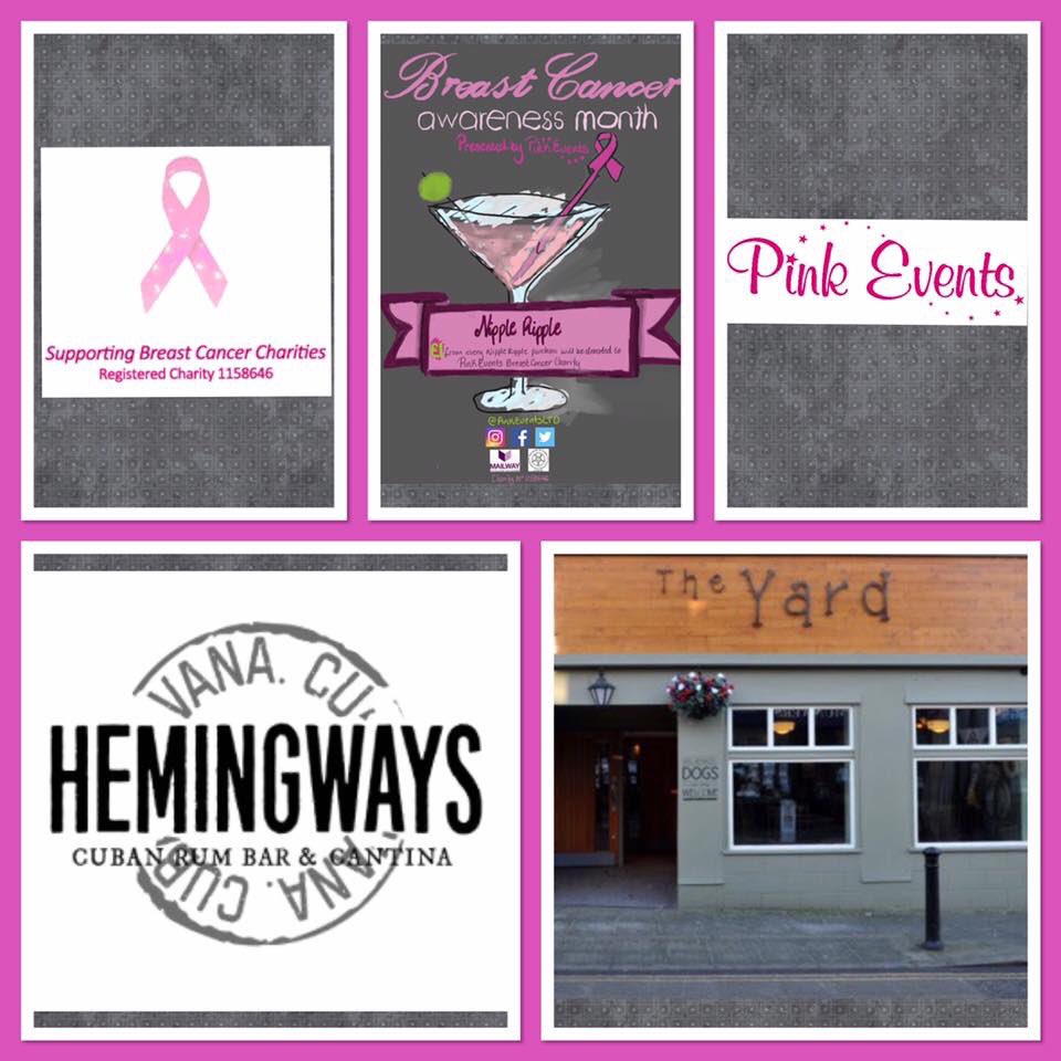 PinkEventsLtd's tweet image. During October Hemingways Bar Horsforth and The Yard Yeadon are selling PINK EVENTS cocktail - THE NIPPLE RIPPLE" £1 goes to us
