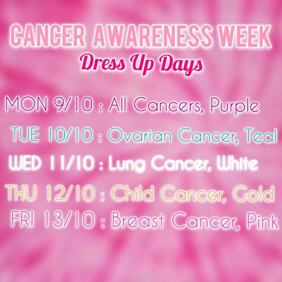 Dont forget the dress up days for Cancer Awareness week! 🎗💗
