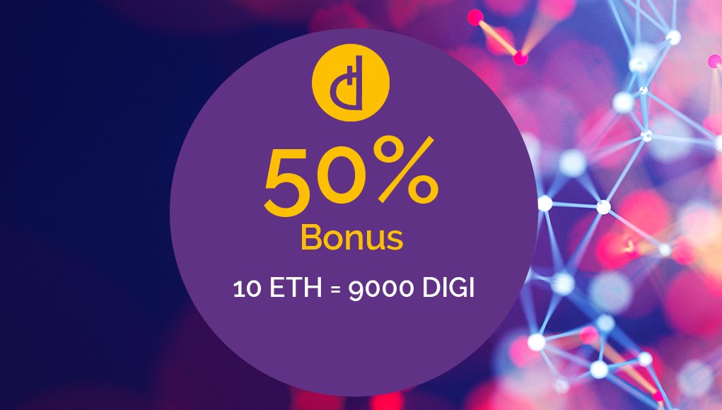 Huge 50% Bonus for our contributors of more than 10 ETH. Visit digitoken.tech
#tokensale #ICO