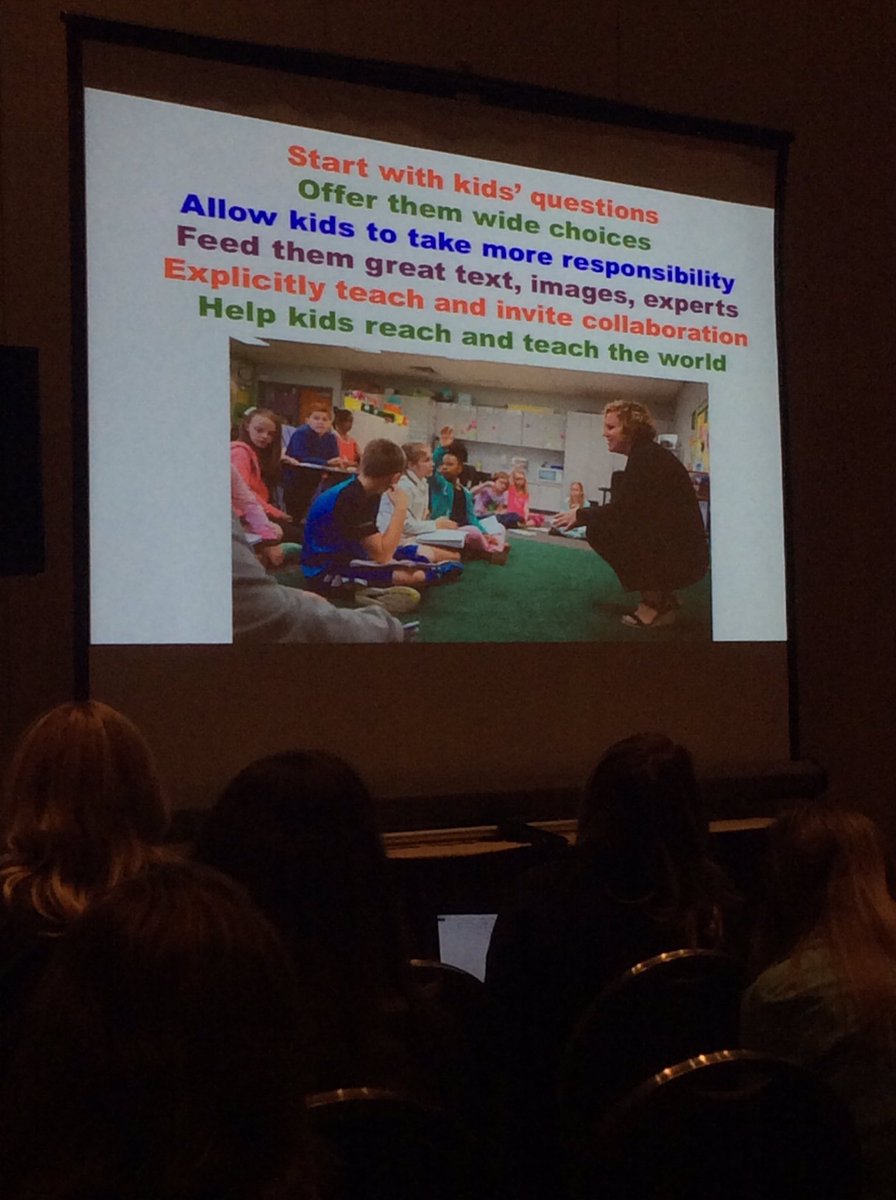 MrsElaineEast's tweet photo. Inquiry starts w/ Ss's ?s-not our own plan that we invite them into. Honor their ?s &amp; curiosity and get them the resources @smokeylit #IRC17 https://t.co/uLKr32RMuE