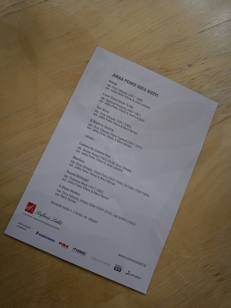 AkiSiponen's tweet photo. Absolute #dizzyspell. Thank you @JukkaPerko #sinfonialahti @Sibeliustalo https://t.co/OSYyUWoS4K