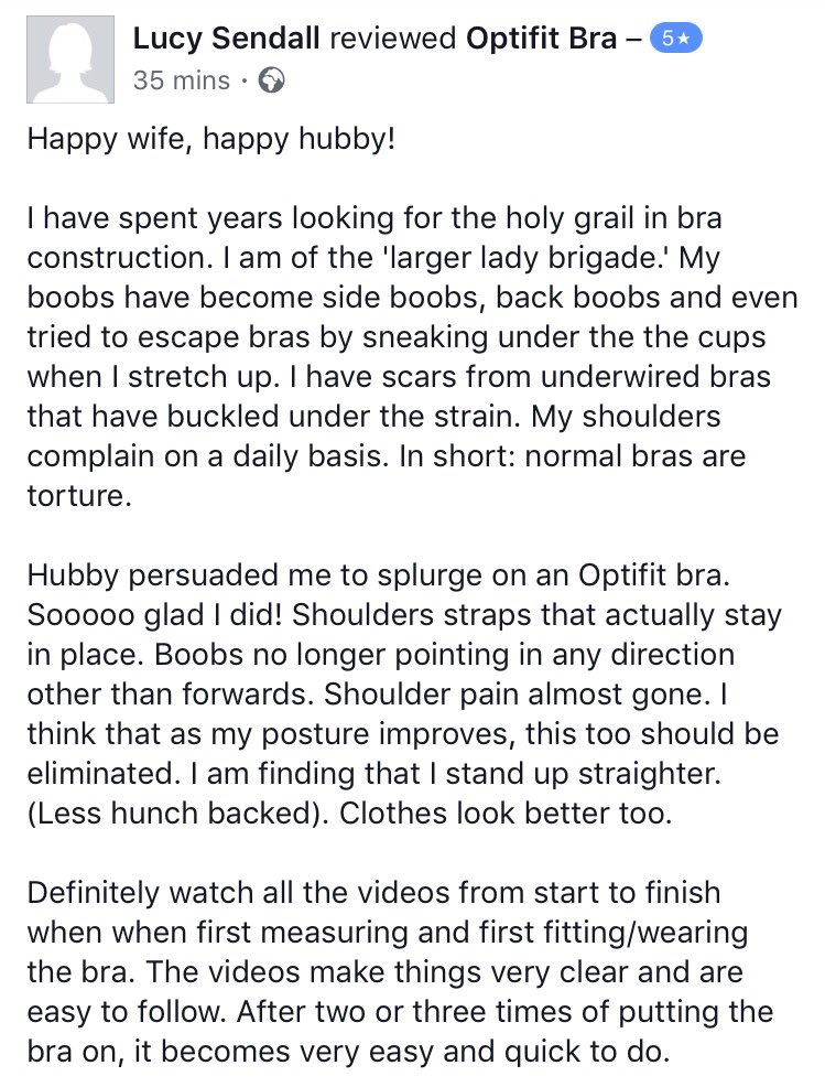 Optifitbra's tweet photo. There is nothing quite like a glowing review to make you smile  #WorldSmileDay #bigboobproblems #abrathatfits https://t.co/Oy5VfYTPmj