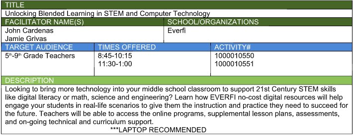 JohnEdTech's tweet photo. .@SDPtchnglrng Ts today's the deadline to register for #TRF2017. See pic for info on the Blended Learning #STEM Sessions. See you there!! https://t.co/07Xb8SVuQ1