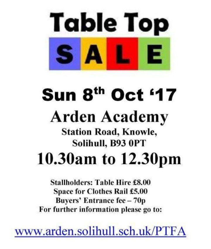 Come along to <a href="/ArdenAcademy/">Arden Academy</a>  for our #Tabletopsale this Sunday 10.30am #Knowle #BentleyHeath #Dorridge #Solihull #whatsoninSolihull