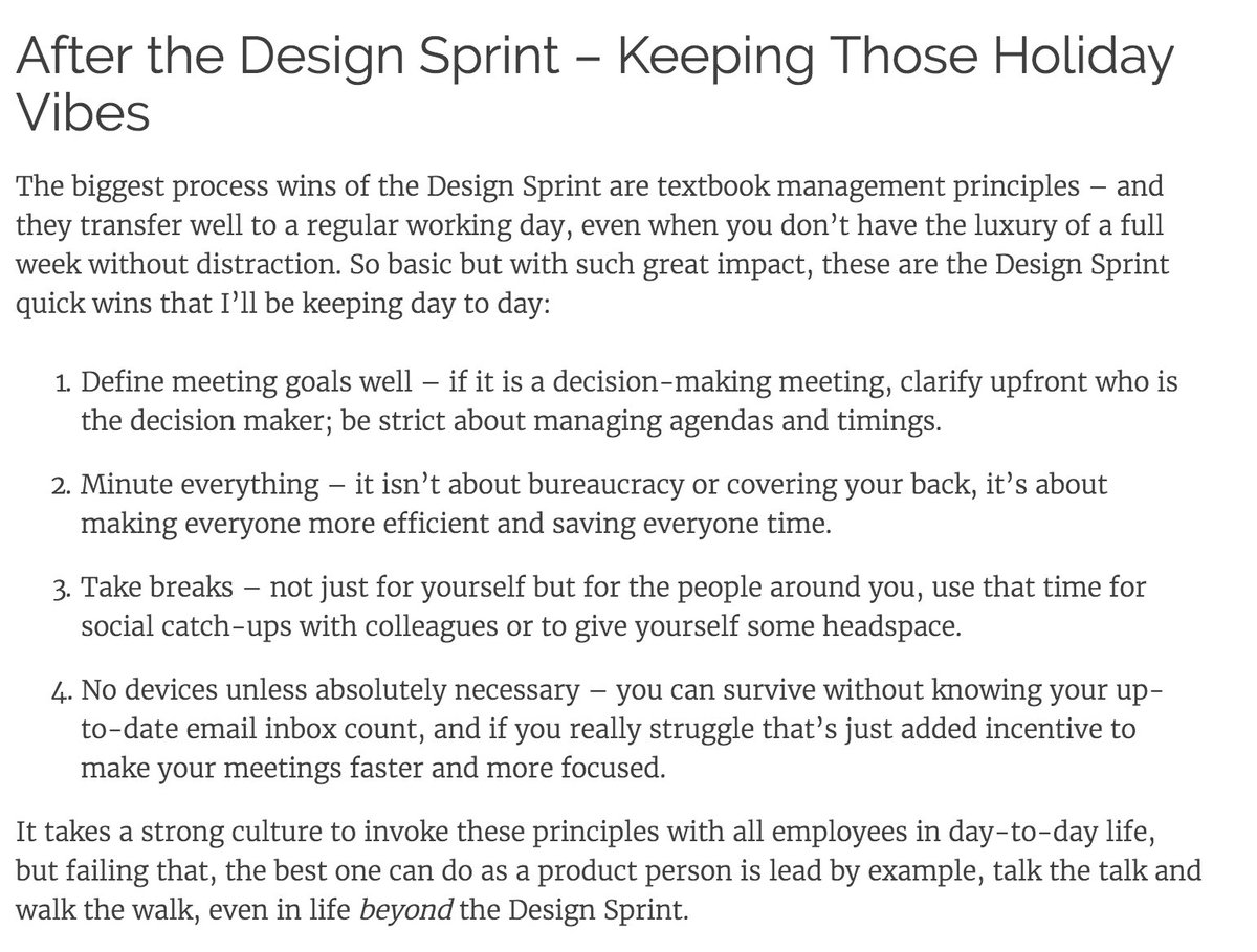 Really enjoyed <a href="/iamjobina/">Just Jobina</a>'s design sprint post—highlights the most important (but non-obvious) parts of the week.

mindtheproduct.com/2017/10/design…