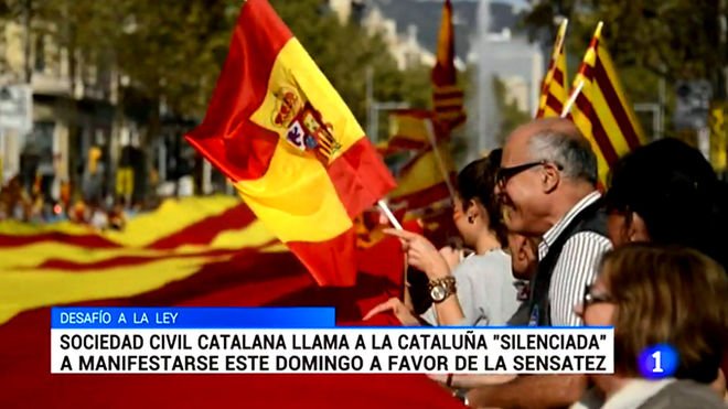 TVE informa de la manifestación contra la independencia y no de las convocatorias por el diálogo vertele.eldiario.es/_7400bcc8