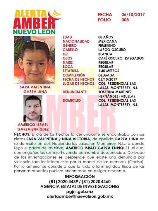 SoyKarlaLuna's tweet photo. QUEDA ACTIVA LA #AlertaAmber YA INICIÓ LA #PGJ BÚSQUEDA DE AMERICO ISRAEL GARZA ENRÍQUEZ, CUALQUIER INFORMACIÓN: (81) 2020 4439
COMPARTAN🙏🏻 https://t.co/GQIZ0nmlzq